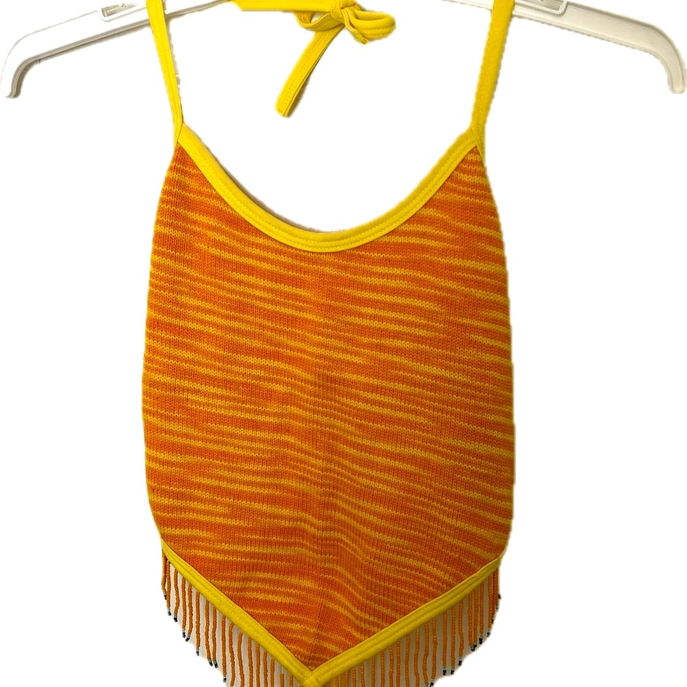 Yellow and Orange Striped Crop Top